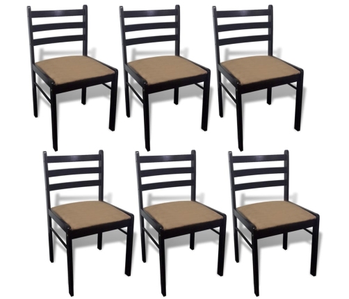 Virtuves Krēsli, 6 Gab., Brūni, Masīvkoks Un Samts Vidaxl