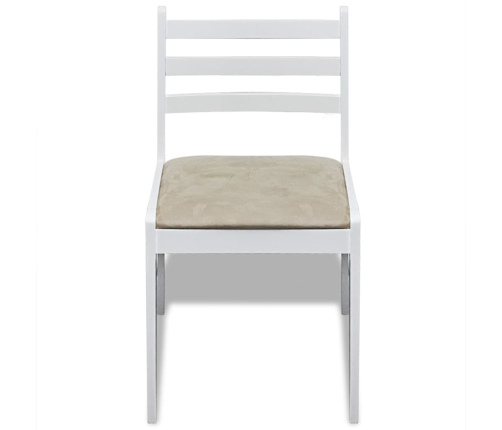 vidaXL virtuves krēsli, 6 gab., balti, masīvkoks un samts