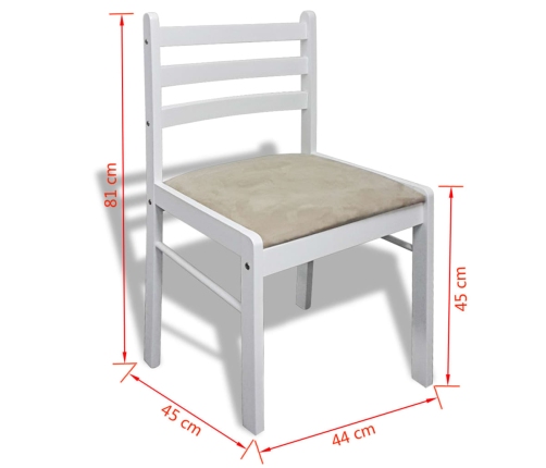 vidaXL virtuves krēsli, 6 gab., balti, masīvkoks un samts