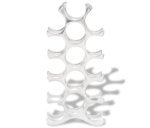 vidaXL vīna pudeļu plaukts, 15 pudelēm, alumīnijs, sudraba krāsa