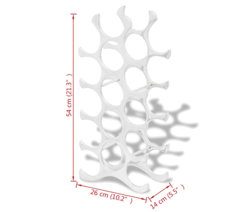 vidaXL vīna pudeļu plaukts, 15 pudelēm, alumīnijs, sudraba krāsa
