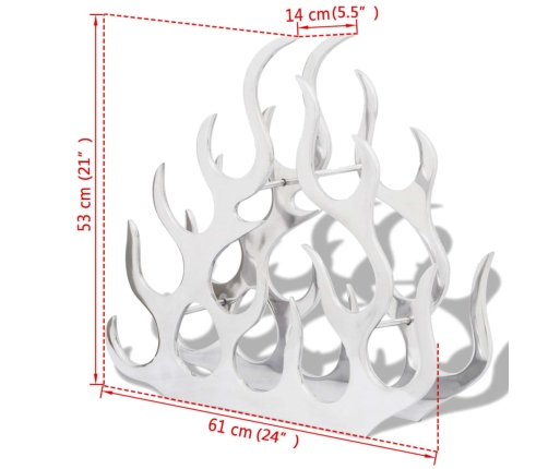vidaXL vīna pudeļu plaukts, 11 pudelēm, alumīnijs, sudraba krāsa