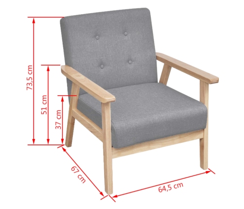 vidaXL dīvānu komplekts, 2 gab., gaiši pelēks audums