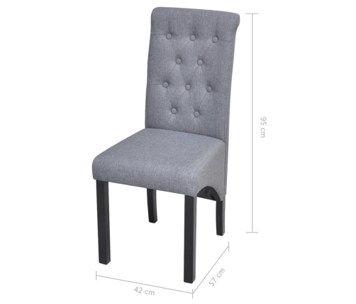 vidaXL virtuves krēsli, 4 gab., gaiši pelēks audums