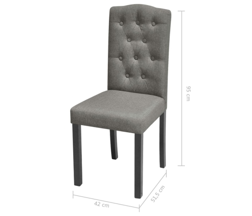 vidaXL virtuves krēsli, 6 gab., pelēks audums