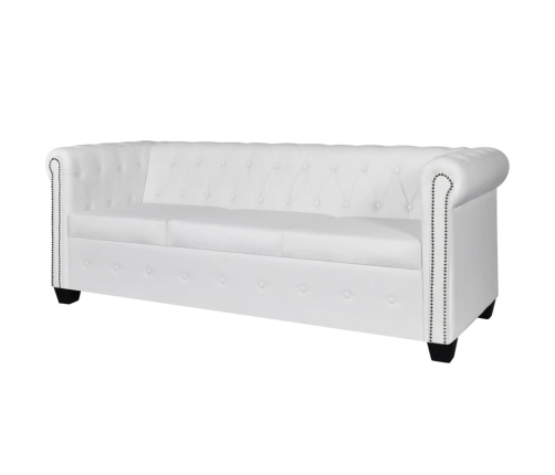 vidaXL Chesterfield dīvānu komplekts, balta mākslīgā āda