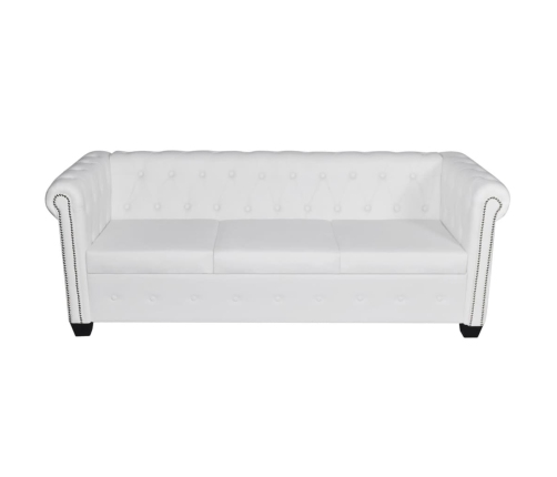 vidaXL Chesterfield dīvānu komplekts, balta mākslīgā āda