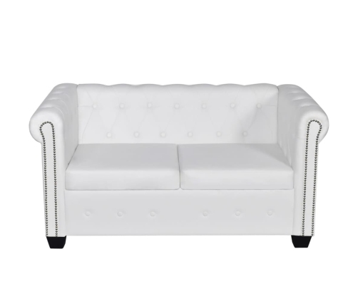 vidaXL Chesterfield dīvānu komplekts, balta mākslīgā āda