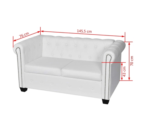 vidaXL Chesterfield dīvānu komplekts, balta mākslīgā āda