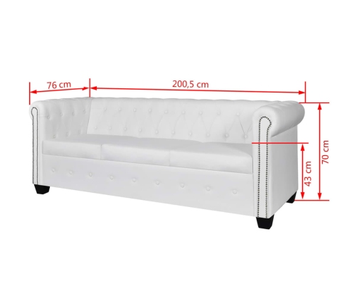 vidaXL Chesterfield dīvānu komplekts, balta mākslīgā āda