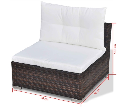 vidaXL 10-daļīgs dārza atpūtas mēbeļu komplekts ar matračiem, brūns PE