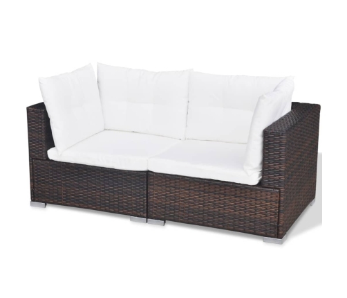 vidaXL 10-daļīgs dārza atpūtas mēbeļu komplekts ar matračiem, brūns PE