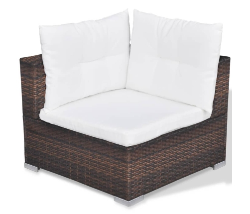 vidaXL 10-daļīgs dārza atpūtas mēbeļu komplekts ar matračiem, brūns PE