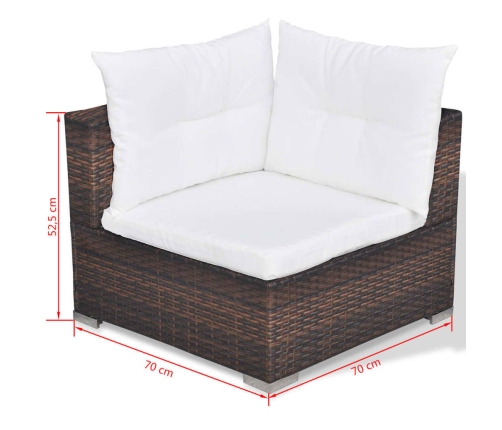 vidaXL 10-daļīgs dārza atpūtas mēbeļu komplekts ar matračiem, brūns PE