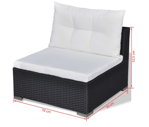 vidaXL 10-daļīgs dārza atpūtas mēbeļu komplekts ar matračiem, melns PE