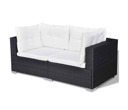 vidaXL 10-daļīgs dārza atpūtas mēbeļu komplekts ar matračiem, melns PE