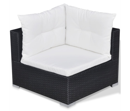 vidaXL 10-daļīgs dārza atpūtas mēbeļu komplekts ar matračiem, melns PE