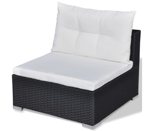 vidaXL 10-daļīgs dārza atpūtas mēbeļu komplekts ar matračiem, melns PE