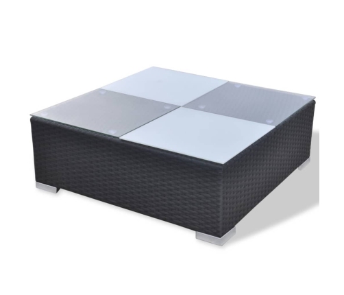 vidaXL 10-daļīgs dārza atpūtas mēbeļu komplekts ar matračiem, melns PE