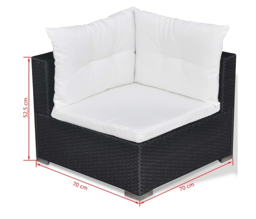 vidaXL 10-daļīgs dārza atpūtas mēbeļu komplekts ar matračiem, melns PE