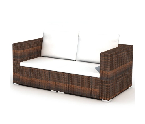 vidaXL 10-daļīgs dārza atpūtas mēbeļu komplekts ar matračiem, brūns PE