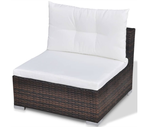 vidaXL 10-daļīgs dārza atpūtas mēbeļu komplekts ar matračiem, brūns PE