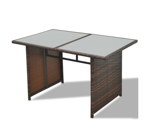 vidaXL 10-daļīgs dārza atpūtas mēbeļu komplekts ar matračiem, brūns PE