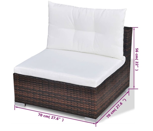 vidaXL 10-daļīgs dārza atpūtas mēbeļu komplekts ar matračiem, brūns PE