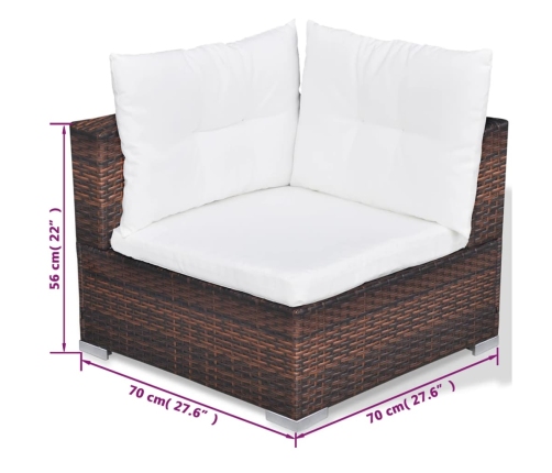 vidaXL 10-daļīgs dārza atpūtas mēbeļu komplekts ar matračiem, brūns PE