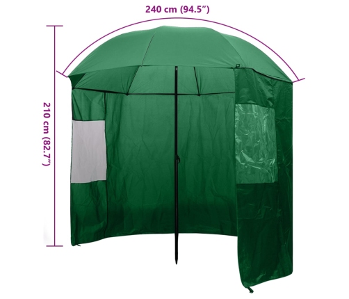 vidaXL zvejas lietussargs, 240x210 cm, zaļš