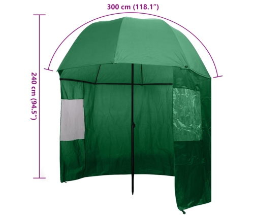 vidaXL zvejas lietussargs, 300x240 cm, zaļš