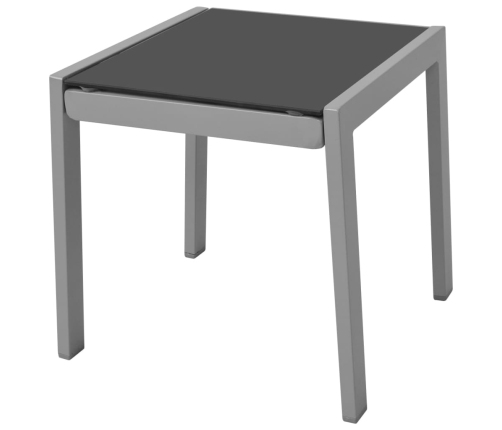 vidaXL sauļošanās zviļņi ar galdiņu, alumīnijs, melni