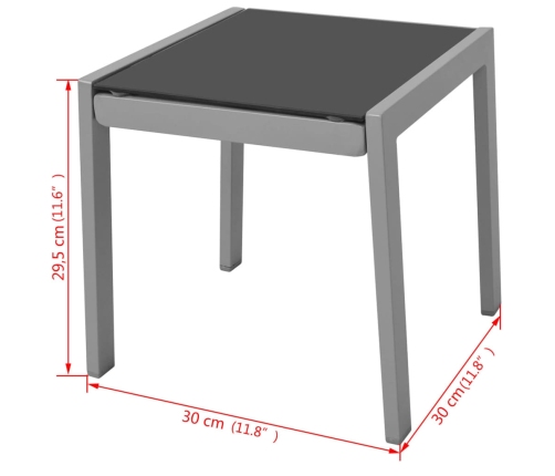 vidaXL sauļošanās zviļņi ar galdiņu, alumīnijs, melni