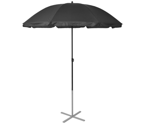 vidaXL sauļošanās zviļņi ar saulessargu, alumīnijs, melni