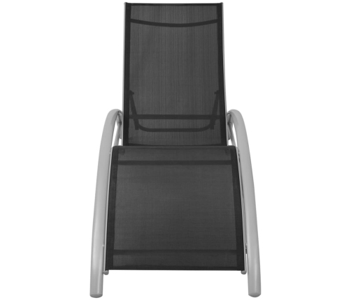 vidaXL sauļošanās zviļņi ar saulessargu, alumīnijs, melni