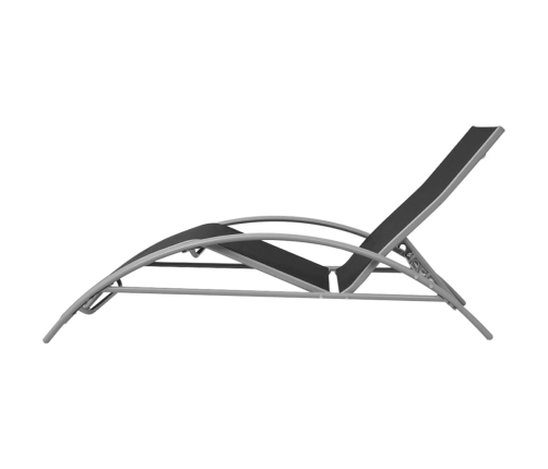 vidaXL sauļošanās zviļņi ar saulessargu, alumīnijs, melni