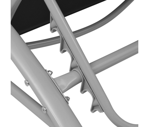 vidaXL sauļošanās zviļņi ar saulessargu, alumīnijs, melni