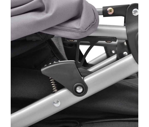 vidaXL dvīņu ratiņi, pelēki un melni, tērauds