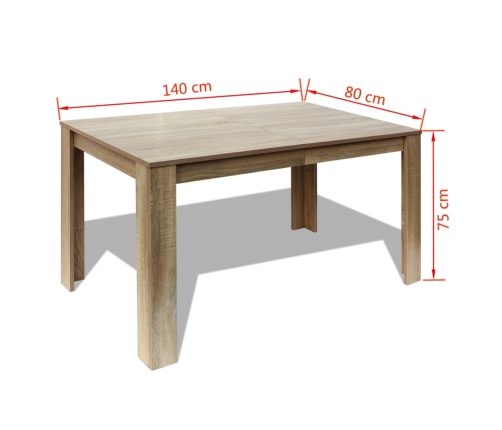 vidaXL virtuves galds, 140x80x75 cm, ozolkoks