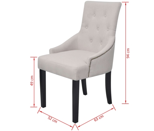 vidaXL virtuves krēsli, 4 gab., krēmpelēks audums