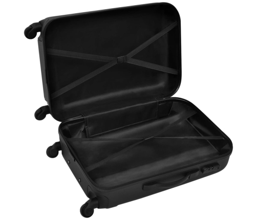 vidaXL trīs cieti koferi ar riteņiem, melni, 45,5/55/66 cm
