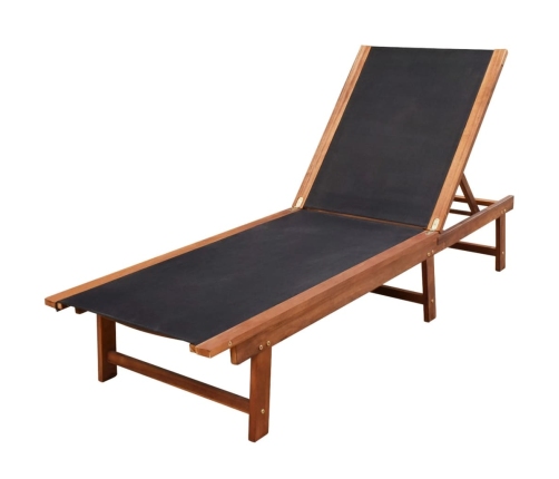 vidaXL sauļošanās zviļņi, 2 gb., ar galdiņu, akācijas koks, tekstilēns