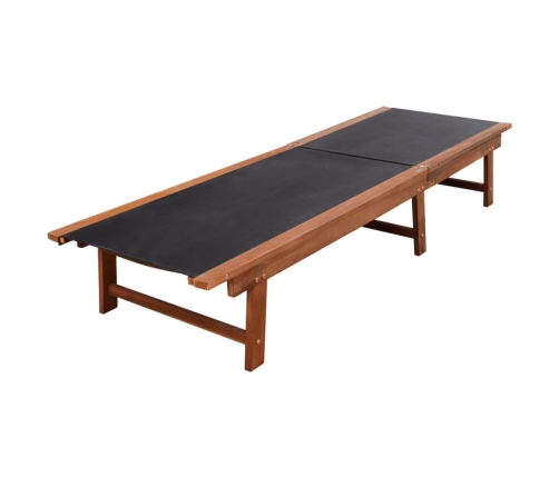 vidaXL sauļošanās zviļņi, 2 gb., ar galdiņu, akācijas koks, tekstilēns