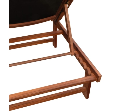 vidaXL sauļošanās zviļņi, 2 gb., ar galdiņu, akācijas koks, tekstilēns