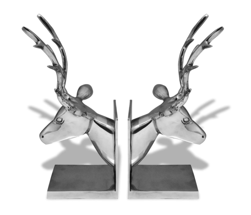 vidaXL Bookends Brieži 2 gab Alumīnija Sudrabs