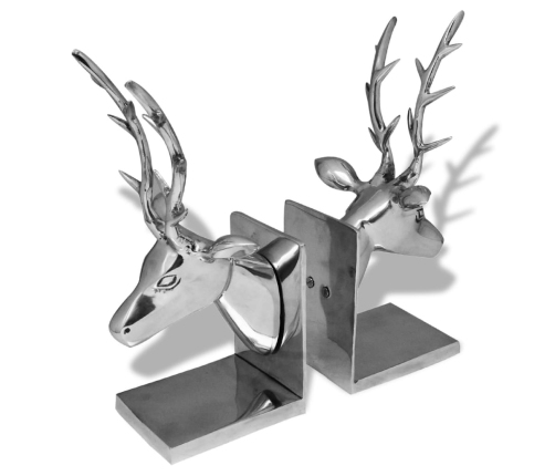 vidaXL Bookends Brieži 2 gab Alumīnija Sudrabs