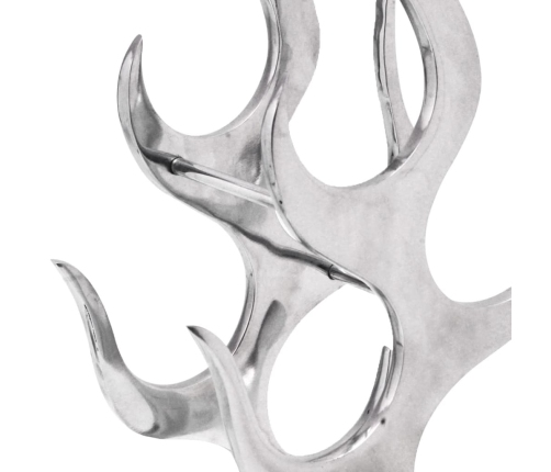 vidaXL vīna plaukts 9 pudelēm, sudraba alumīnijs, liesmas forma