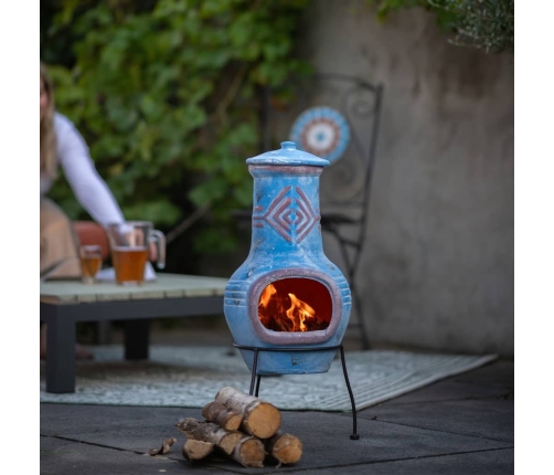 Redfire Dārza Kamīns Colima, Māls, Jūras Zils Un Sarkans, 886031