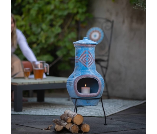 Redfire Dārza Kamīns Colima, Māls, Jūras Zils Un Sarkans, 886031