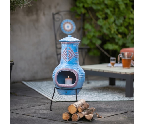 Redfire Dārza Kamīns Colima, Māls, Jūras Zils Un Sarkans, 886031